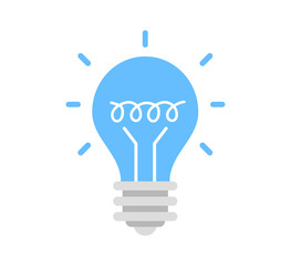 Poster - Blue light bulb. Idea, solution concepts. Flat design. Vector illustration
