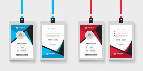 Wall Mural - professional company employee id card design with abstract layout and color variation bundle