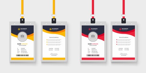 Wall Mural - clean and simple corporate company employee id card design with two color variation bundle