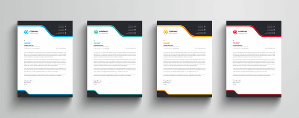 Wall Mural - modern and minimalist corporate company business letterhead template | four color variation letterhe