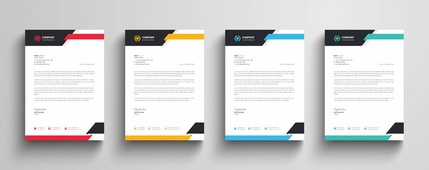 Wall Mural - modern and abstract style company business letterhead template design with color variation bundle
