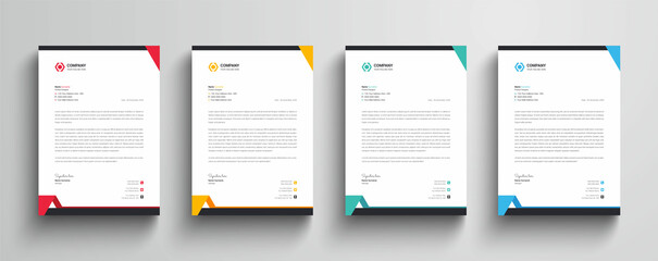 Wall Mural - modern and professional company business letterhead template with color variation bundle