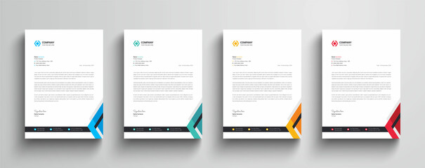 Wall Mural - modern and abstract business letterhead template with color variation bundle