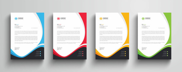 Wall Mural - modern and wavy style corporate business letterhead template | color variation letterhead design for
