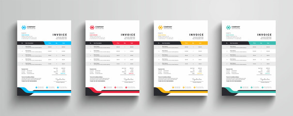 Modern and creative company business invoice template   with color variation bundle