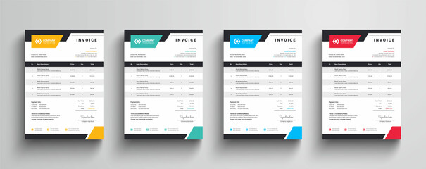Wall Mural - clean and simple corporate company business invoice template with color variation bundle