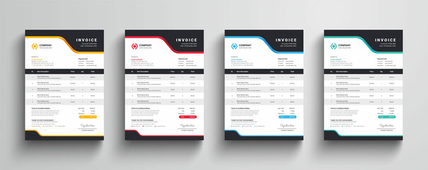 Wall Mural - professional and modern company business invoice with color variation bundle