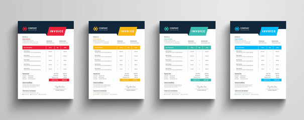 Wall Mural - modern and minimal company business invoice template with color variation