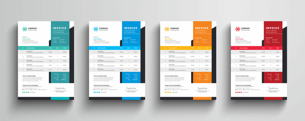Wall Mural - clean and simple company business invoice template with color variation theme