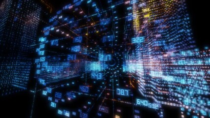 Poster - 3D Big Data Digital tunnel. Technology concept background