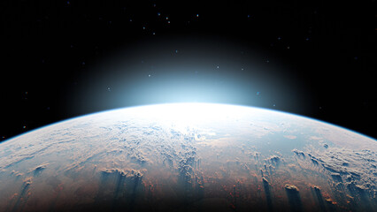 planet earth with sunrise in the space - europe - elements of this image furnished by nasa