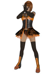 Poster - 3d illustration of a toon figure in gothic outfit 