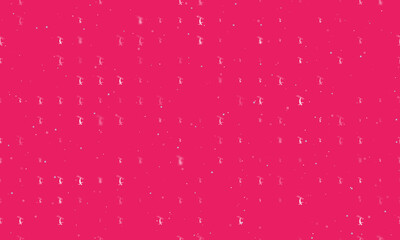 Poster - Seamless background pattern of evenly spaced white freestyle skiing symbols of different sizes and opacity. Vector illustration on pink background with stars