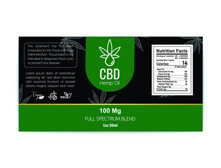 Wall Mural - CBD hemp oil label for dropper bottles vector illustration 