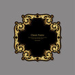 Baroque frame decor. Detailed rich ornament graphic line art. Vector illustration in gold and black