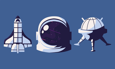 Poster - space rocket and helmet