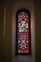 Canvas Print - stained glass window in church