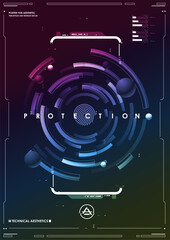 Wall Mural - Cyber security. Online information protect, internet digital technology background. Fingerprint scanning on futuristic neon background.