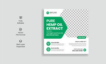 Hemp Or CDB Product Social Media Banner Post Template. Cannabis Sativa Product Sale Promotion Social Media Ads Banner. Hemp Oil Social Media Post Template