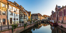 France, Alsace, Colmar, Lauch River Canal In Little Venice At Dusk