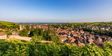 France, Alsace, Ribeauville, Panoramic View Of Rural Town In Summer