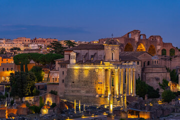 Wall Mural - Night At The Roman Forum In Rome