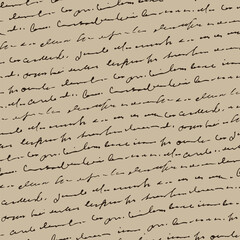 Aufkleber - Handwritten abstract text seamless pattern, vector monochrome script background