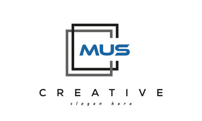 MUS creative square frame three letters logo