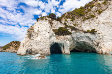 Keri Caves And Cliff In Zakynthos, Greece. Ionian Sea.