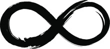 Grunge Infinity Symbol. Hand Painted With Black Paint. Grunge Brush Stroke. Modern Eternity Icon. Graphic Design Element. Infinite Possibilities, Endless Process.