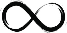 Grunge Infinity Symbol. Hand Painted With Black Paint. Grunge Brush Stroke. Modern Eternity Icon. Graphic Design Element. Infinite Possibilities, Endless Process.