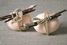 Easter Eggs With Willow Branches