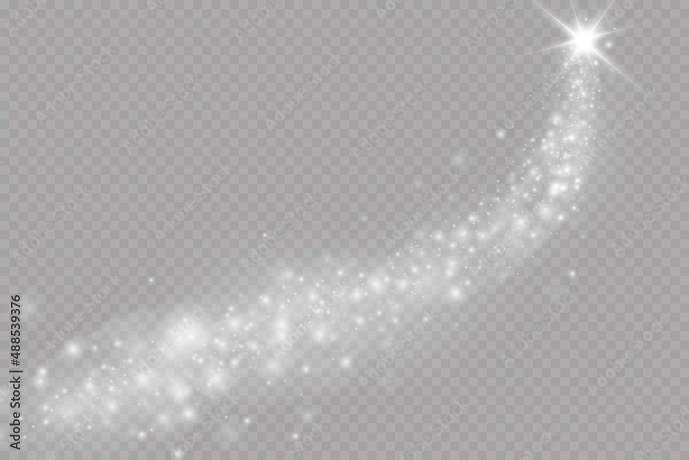 Dust sparks and stars shine with a special light. Christmas light ...