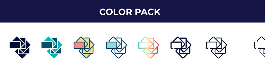 Poster - color pack icon in 8 styles. line, filled, glyph, thin outline, colorful, stroke and gradient styles, color pack vector sign. symbol, logo illustration. different style icons set.