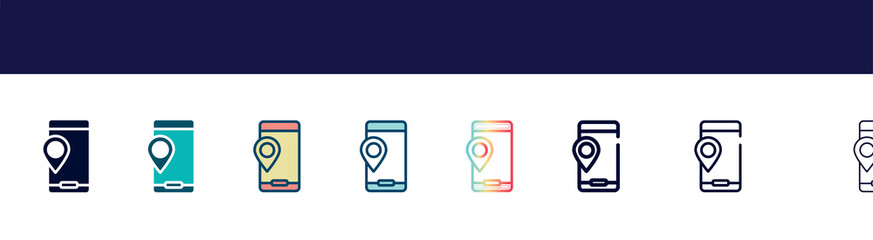 Poster - icon in 8 styles. line, filled, glyph, thin outline, colorful, stroke and gradient styles, vector sign. symbol, logo illustration. different style icons