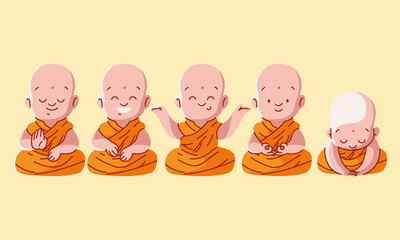 Wall Mural - set buddhist monks