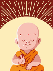 Wall Mural - cute meditating monk