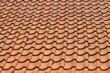 Poster - View of the quality tile roof of the old house.