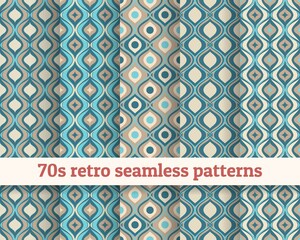 Wall Mural - 70s retro seamless patterns