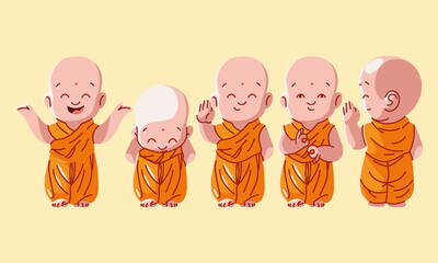 Canvas Print - set of cute monks