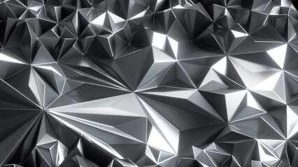 3d render, modern abstract wallpaper, crystallized metallic background with faceted texture