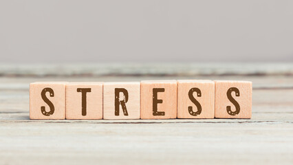 Wall Mural - Word Stress on wood cubes