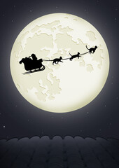 Sticker - Christmas sleigh with cats in the moonlight