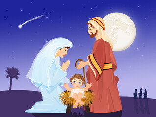 Wall Mural - Christmas Nativity scene