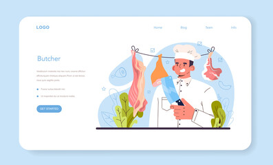 Wall Mural - Butcher or meatman web banner or landing page. Fresh meat