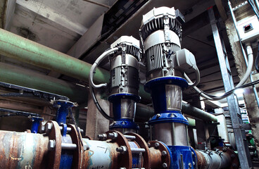 Poster - Equipment, cables and piping as found inside of  industrial power plant