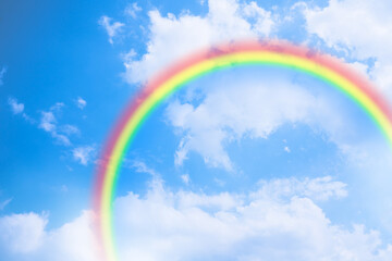 Wall Mural - rainbow and blue sky with cloud