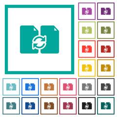 Sticker - Swap documents solid flat color icons with quadrant frames