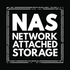 Aufkleber - NAS Network-Attached Storage - file-level computer data storage server connected to a computer network, acronym text stamp concept background