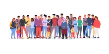 Diversity Population. Multiethnic Teens Diverse People Group, Public Society Arab Community Crowd Adult And Teen Person Multiracial Business Union, Flat Vector Illustration